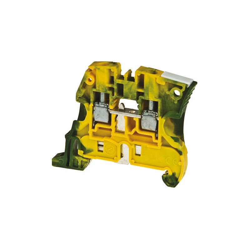 5 pcs - Entrelec ZS16 Series Green/Yellow Standard Din Rail Terminal, 16mm², Screw Termination, ATEX