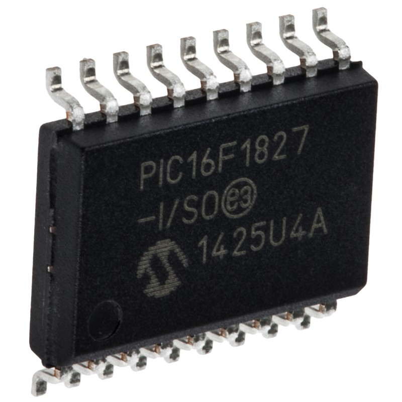 10 pcs - PIC16F1827-I/SO Microchip PIC16F1827-I/SO, 8bit PIC Microcontroller, PIC16F, 32MHz, 256 B, 4K x 14 words Flash, 18-Pin 