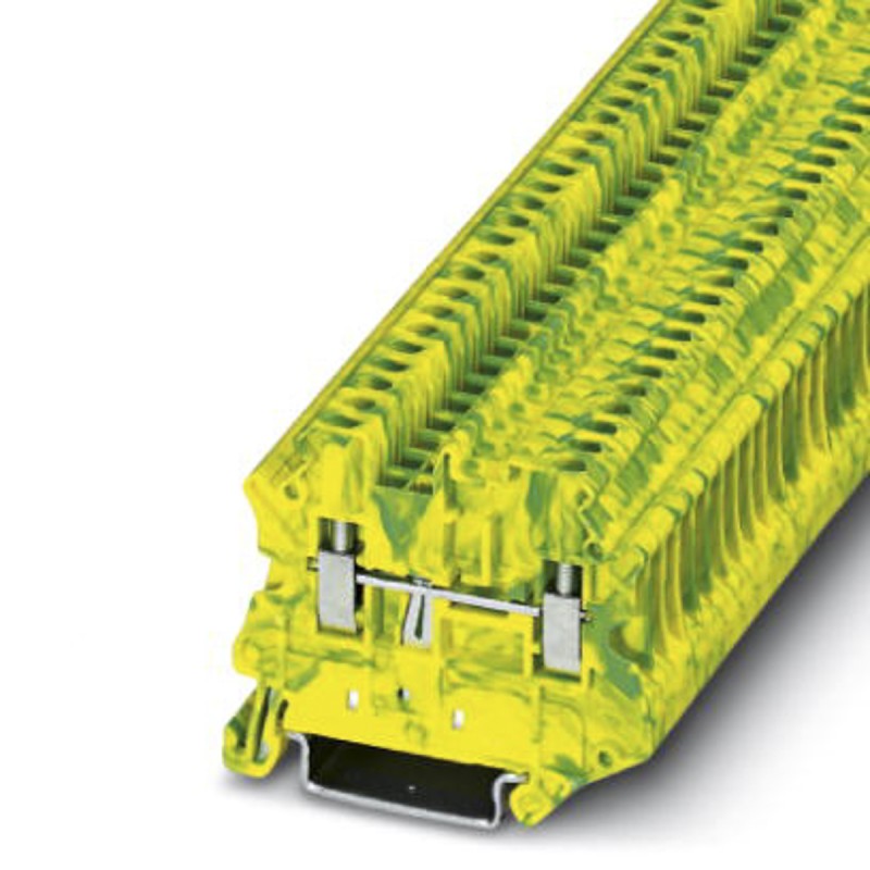 1 pcs - Phoenix Contact UT 2.5-MTD-PE Series Green, Yellow Feed Through Terminal Block, Single-Level, Screw Termination