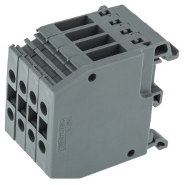 1 pcs - Entrelec Distribution Block, 4 Way, 4mm², 32A, 800 V, Grey