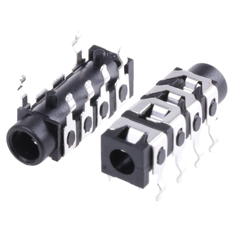 5 pcs - RS PRO Jack Connector 3.5 mm PCB Mount Composite Video Socket, 4Pole