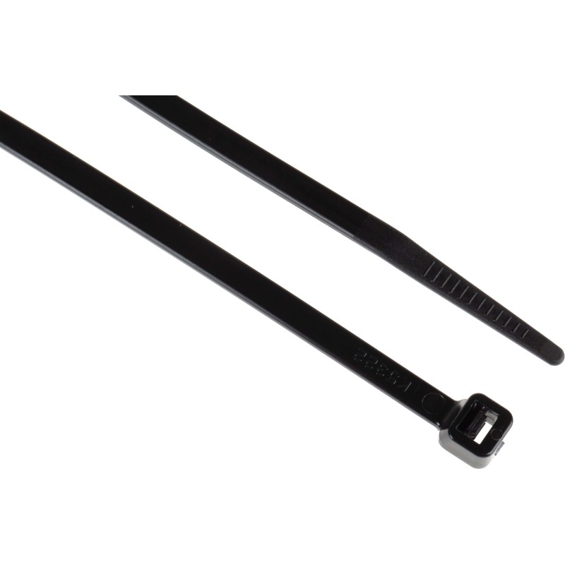 1 Bag of 100 - RS PRO Cable Tie, 203mm x 4.6 mm, Black Nylon, Pk-100