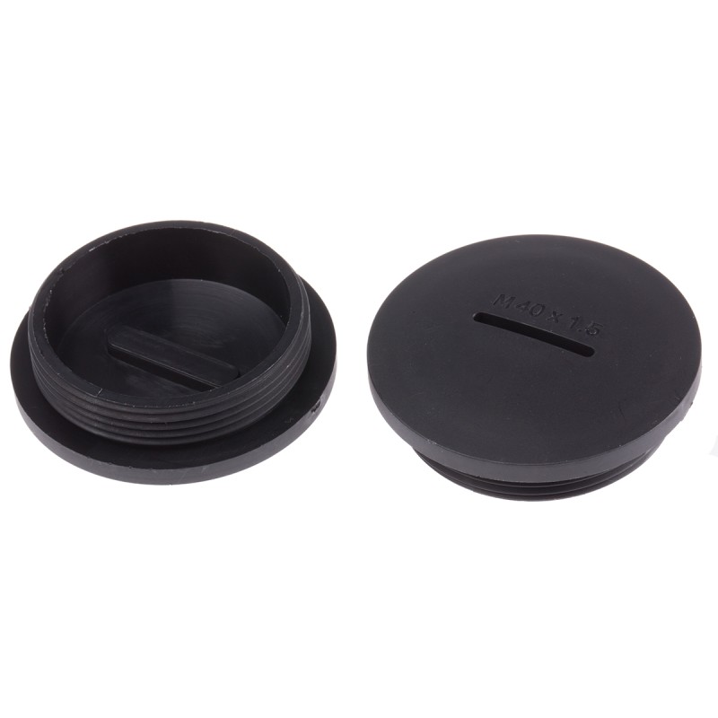 1 Pack of 50 - RS PRO Blanking Plug, M40, 39.9mm Hole Diameter, Nylon 66, 45.8mm Diameter, Threaded