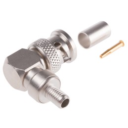 1 pcs - Radiall, Plug Cable Mount BNC Connector, 75Ω, Crimp Termination, Right Angle Body