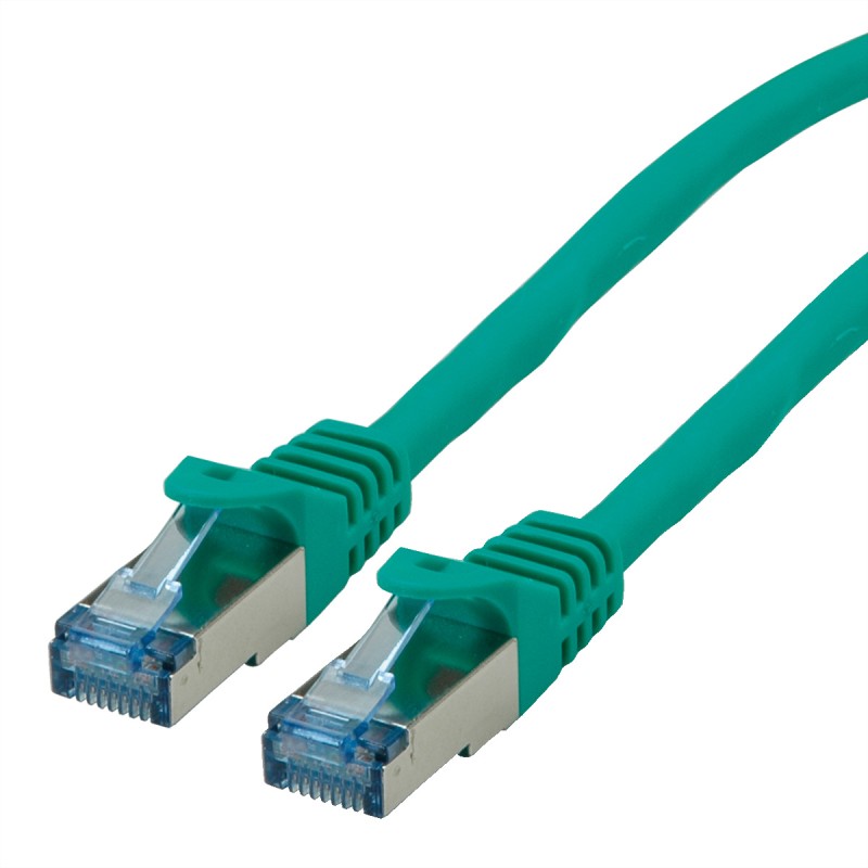 1 pcs - Roline Cat6a Straight Male RJ45 to Straight Male RJ45 Ethernet Cable, S/FTP, Green LSZH Sheath, 1.5m