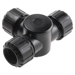 1 pcs - Adaptaflex T Piece, Conduit Fitting, 16mm Nominal Size, M16, Nylon 66, Black
