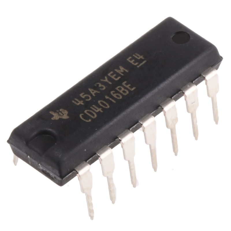 50 pcs - CD4016BE Texas Instruments CD4016BE Analogue Switch Quad SPST 10 V, 15 V, 5 V, 14-Pin PDIP