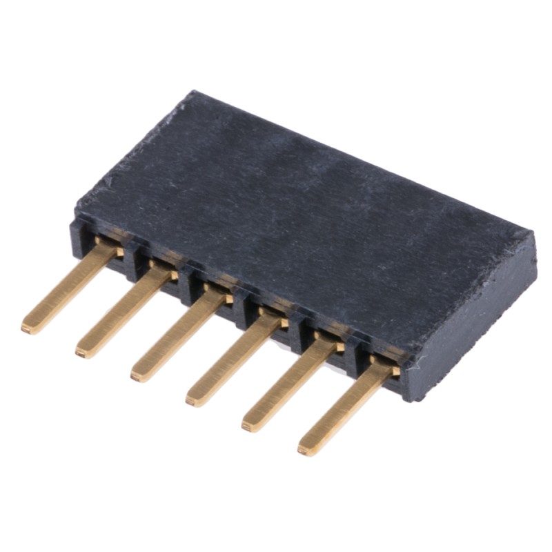 1 pcs - Samtec SSW Series Straight Through Hole Mount PCB Socket, 6-Contact, 1-Row, 2.54mm Pitch, Solder Termination