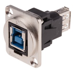 1 pcs - RS PRO Straight, Panel Mount, Socket to Socket Type B to A 3.0 USB Connector