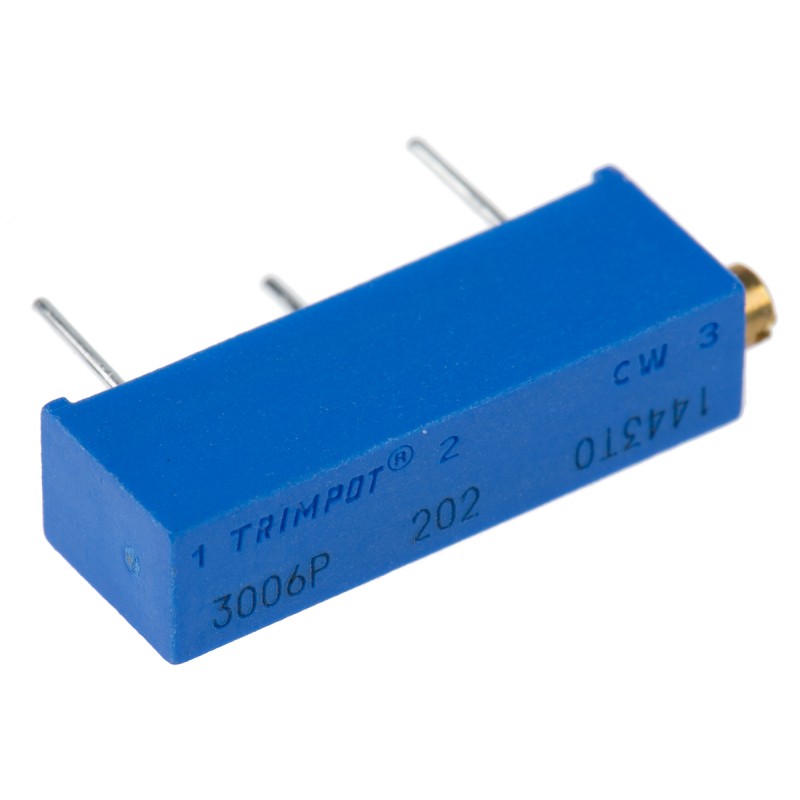 10 pcs - 3006P-1-202LF 2kΩ, Through Hole Trimmer Potentiometer 0.75W Side Adjust Bourns, 3006