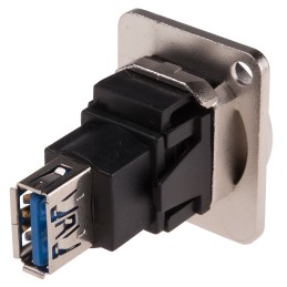 1 pcs - RS PRO Straight, Panel Mount, Socket to Socket Type B to A 3.0 USB Connector