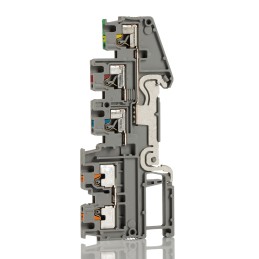 5 pcs - Phoenix Contact PTIO 1.5/S/4-PE Series Grey DIN Rail Terminal Block, 1.5mm², Quadruple-Level, Push In Termination