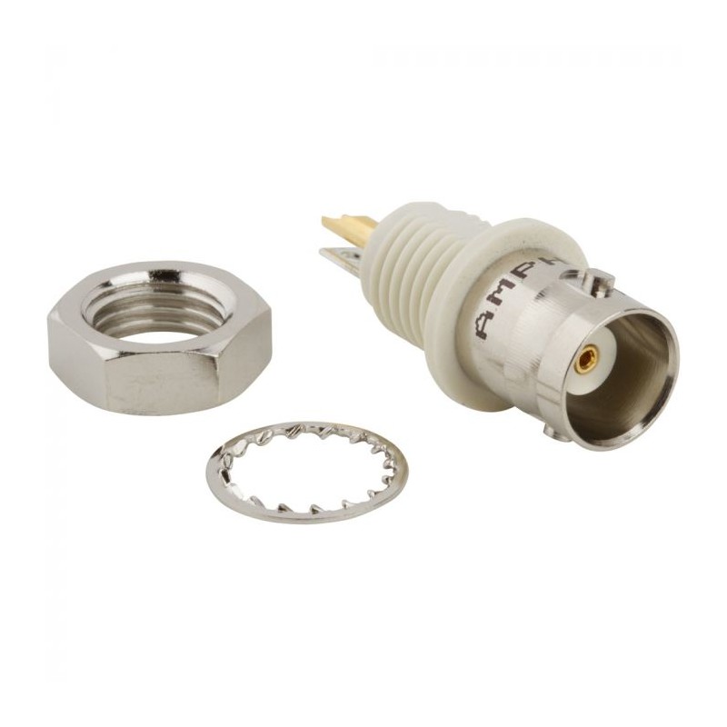1 pcs - Amphenol RF Receptacle Bulkhead BNC Connector, Solder Termination, Straight Body