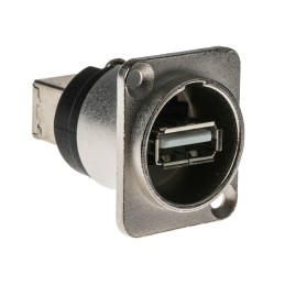 1 pcs - RS PRO Straight, Panel Mount, Socket Type A to B 2.0 USB Connector