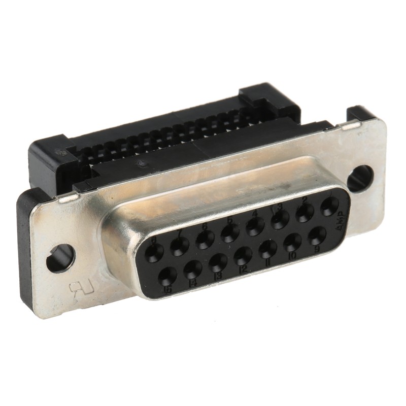 1 pcs - TE Connectivity Amplimite HDF-20 15 Way Right Angle Cable Mount D-sub Connector Socket, 2.76mm Pitch