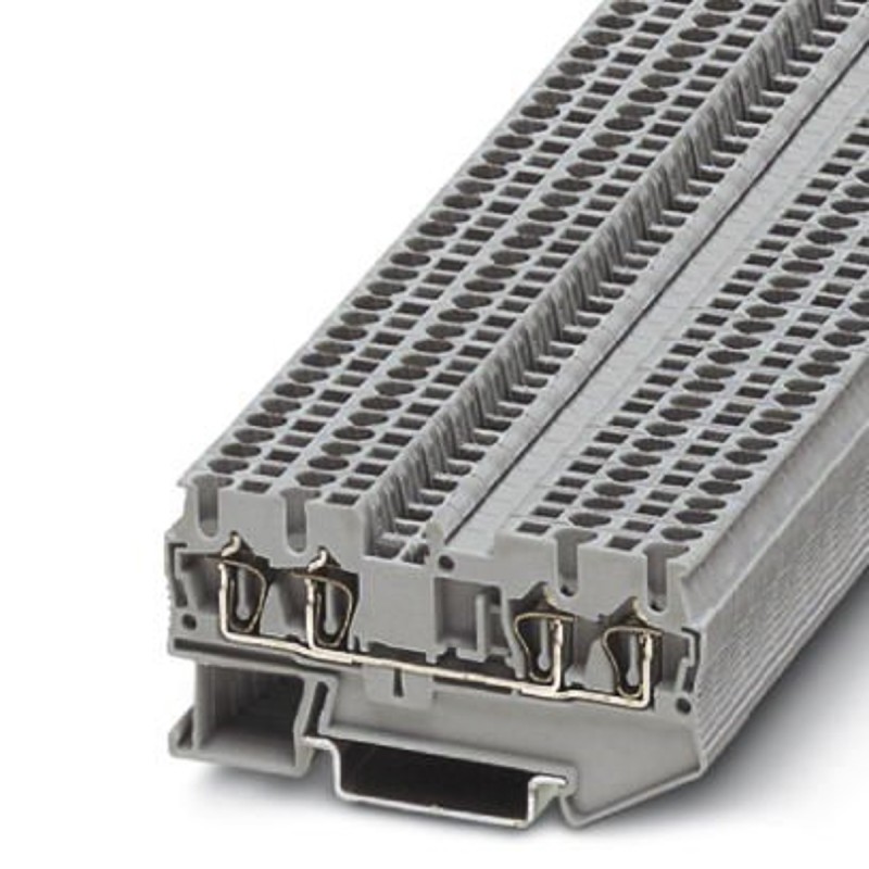 5 pcs - Phoenix Contact ST 1.5/S-QUATTRO Series Grey DIN Rail Terminal Block, Single-Level, Spring Clamp Termination