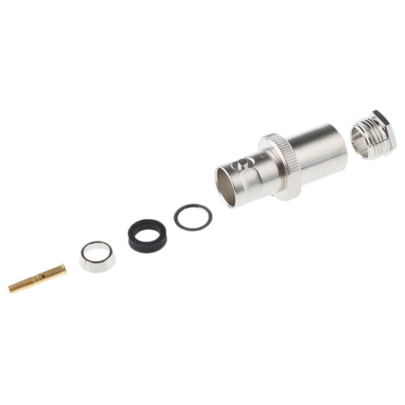 1 pcs - Telegartner, jack Cable Mount BNC Connector, 75Ω, Clamp Termination, Straight Body