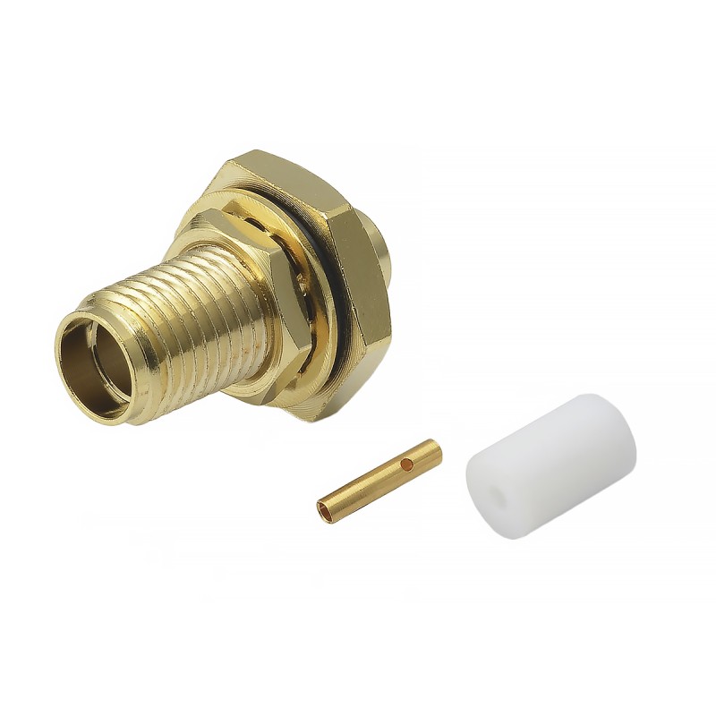 1 pcs - RS PRO, Plug Bulkhead SMA Connector, 50Ω, Solder Termination, Straight Body