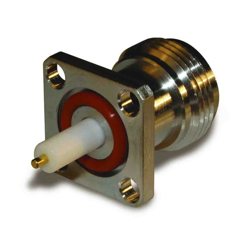 1 pcs - Amphenol RF N-Type Series, jack Flange Mount SMA Connector, 50Ω, Solder Termination, Straight Body