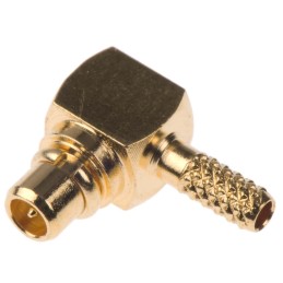 1 pcs - Amphenol RF, Plug Cable Mount MMCX Connector, 50Ω, Crimp Termination, Right Angle Body