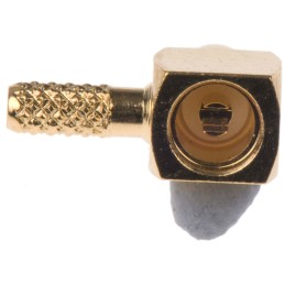 1 pcs - Amphenol RF, Plug Cable Mount MMCX Connector, 50Ω, Crimp Termination, Right Angle Body