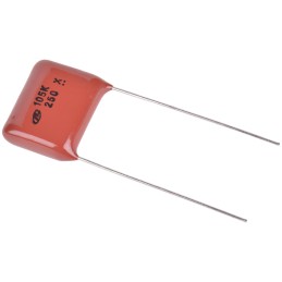 50 pcs - QXK2E105KTP Nichicon XK Polyester Film Capacitor, 125 V ac, 250 V dc, ±10%, 1μF, Through Hole