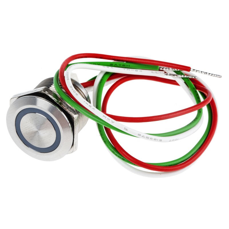 12 pcs - RS PRO Capacitive Switch Momentary NC,Illuminated, Green, IP68 Brass