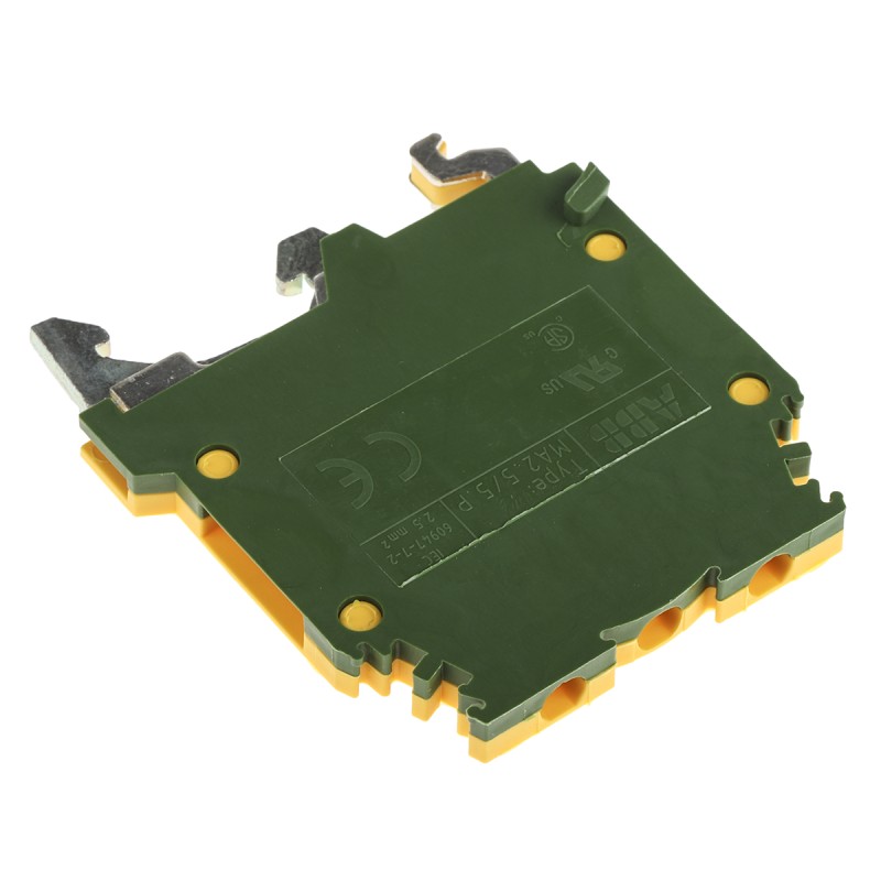 5 pcs - Entrelec SNA Series Green/Yellow Earth Terminal Block, 2.5mm², Single-Level, Screw Termination