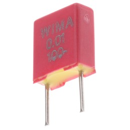 50 pcs - FKS2 10.0N 100M WIMA FKS2 Polyester Film Capacitor, 63 V ac, 100 V dc, ±20%, 10nF, Through Hole
