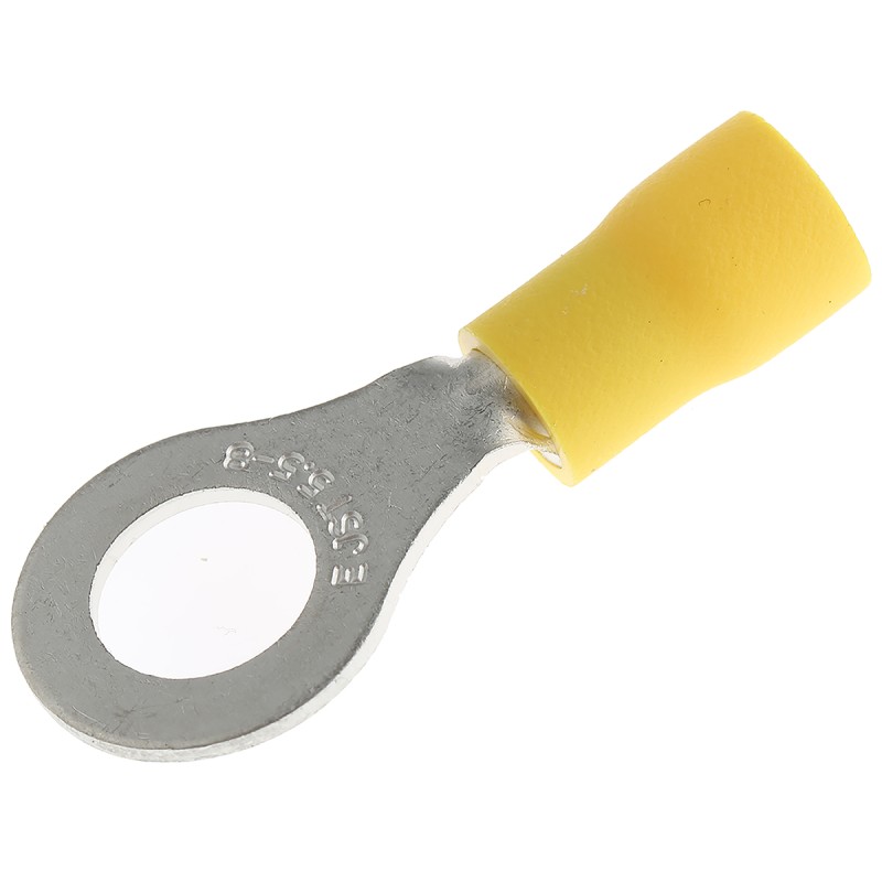 100 pcs - JST, FV Insulated Ring Terminal, M8 (5/16) Stud Size, 2.6mm² to 6.6mm² Wire Size, Yellow