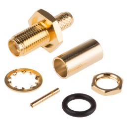 1 pcs - RS PRO, jack Bulkhead Mount SMA Connector, 50Ω, Crimp Termination, Straight Body