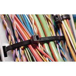 1 Bag of 100 - HellermannTyton Cable Tie, 200mm x 4.6 mm, Black Polyamide 6.6 (PA66), Pk-100