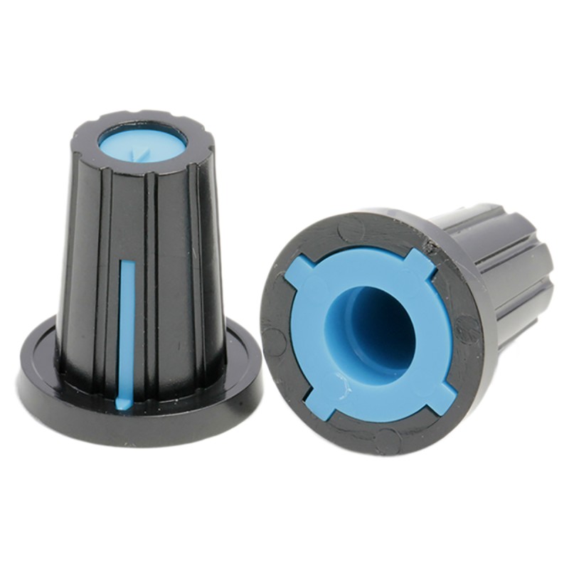 50 pcs - RS PRO 17mm Black Potentiometer Knob for 6.4mm Shaft D Shaped