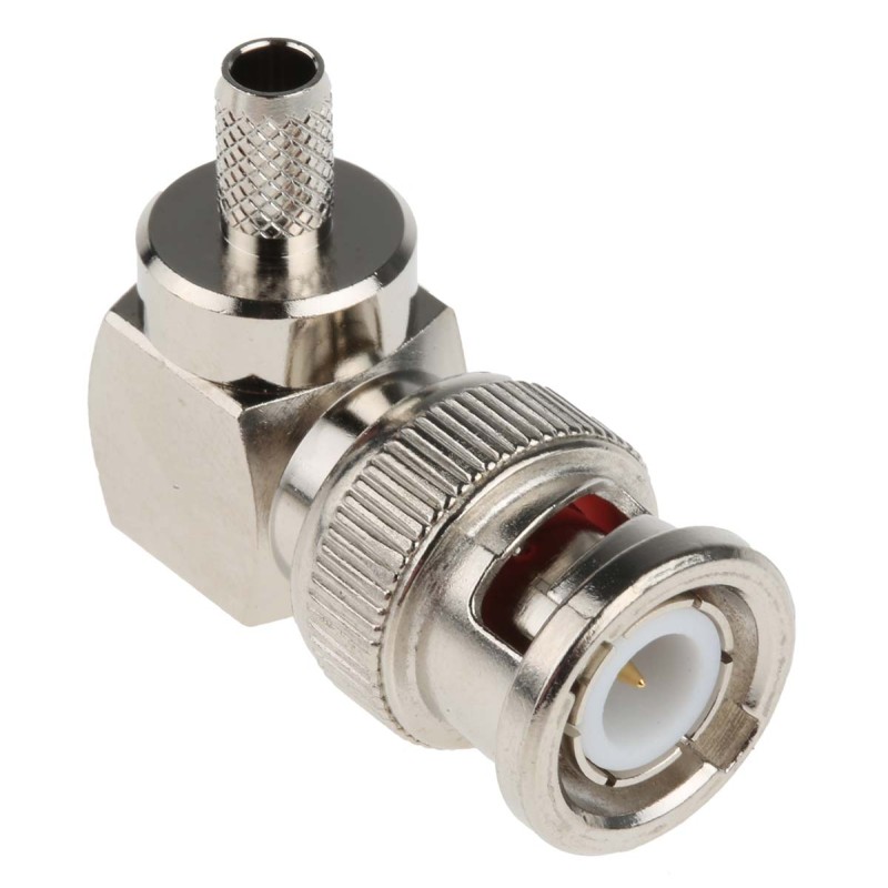 1 pcs - RS PRO, Plug Cable Mount BNC Connector, 50Ω, Crimp Termination, Right Angle Body