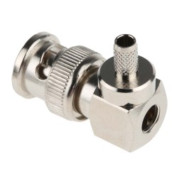 1 pcs - RS PRO, Plug Cable Mount BNC Connector, 50Ω, Crimp Termination, Right Angle Body