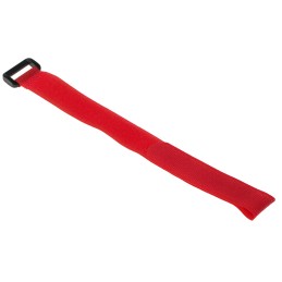 10 pcs - RS PRO Cable Tie, Hook and Loop, 310mm x 20 mm, Red Nylon, Pk-10