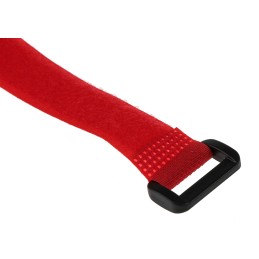 10 pcs - RS PRO Cable Tie, Hook and Loop, 310mm x 20 mm, Red Nylon, Pk-10