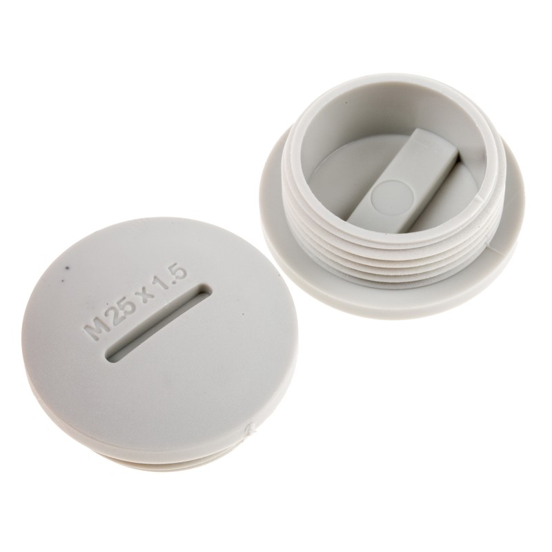 100 pcs - RS PRO Blanking Plug, M25, 24.7mm Hole Diameter, Nylon 66, 29.7mm Diameter, Threaded