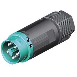 1 pcs - Wieland RST Mini Series Mini Connector, 5-Pole, Male, 1-Way, Cable Mount, 16A, IP66, IP68, IP69