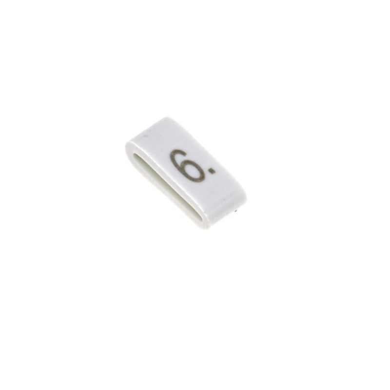 1 Bag of 100 - HellermannTyton HODS85 Slide On Cable Markers, Black on White, Pre-printed '6', 1.8 - 6.3mm Cable