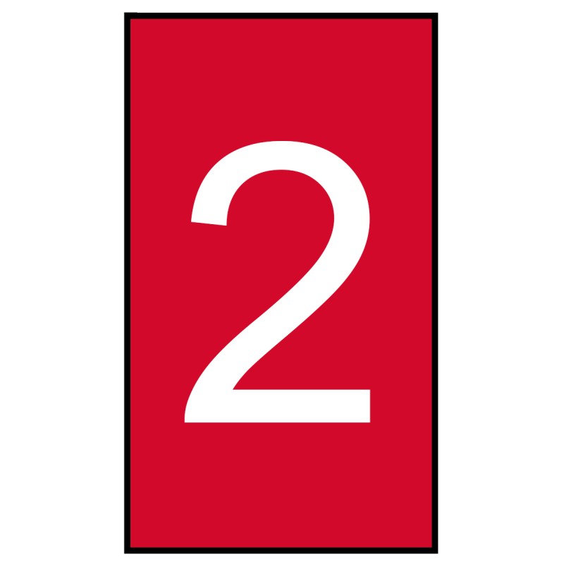 1 Bag of 250 - HellermannTyton Ovalgrip Slide On Cable Markers, White on Red, Pre-printed '2', 1.8 - 3.6mm Cable