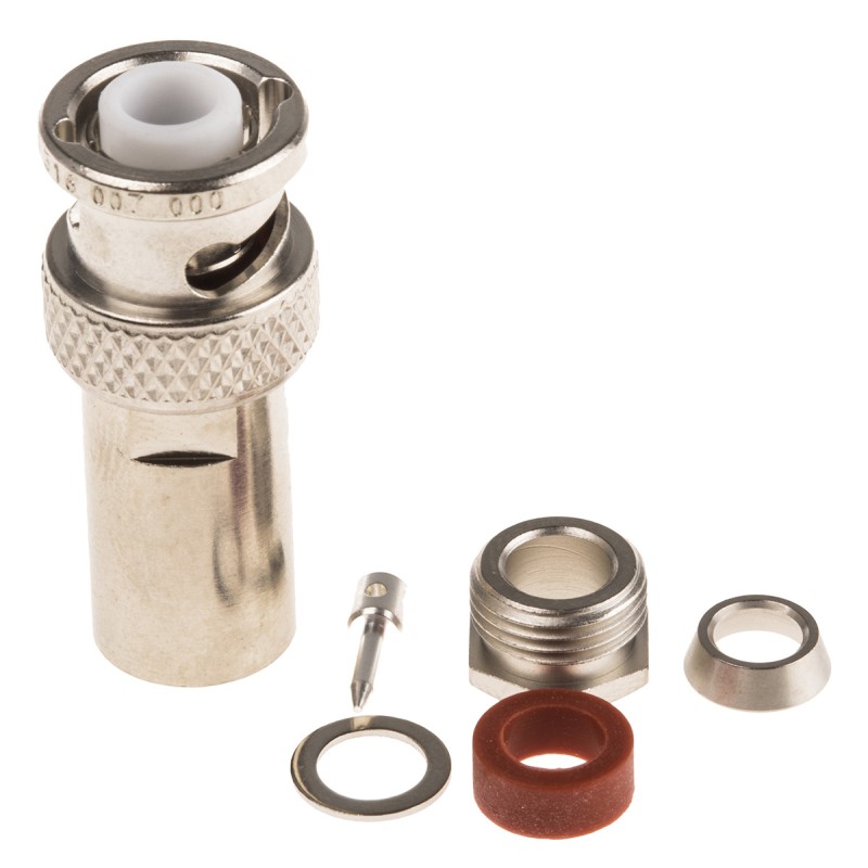 1 pcs - Radiall, Plug Cable Mount BNC Connector, 50Ω, Clamp Termination, Straight Body