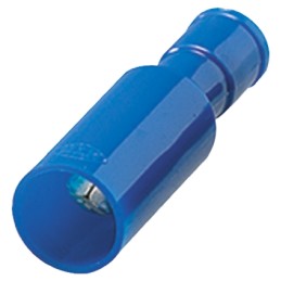 1 Pack of 5 - Nichifu, PC Insulated Male Crimp Bullet Connector, 2mm² to 2mm², 14AWG to 14AWG, 7.4mm Bullet diameter, Blue