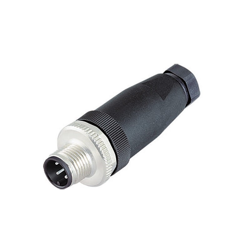 1 pcs - Binder Circular Connector, 3 Contacts, Cable Mount, M12 Connector, Plug, Male, IP67, 713 Series
