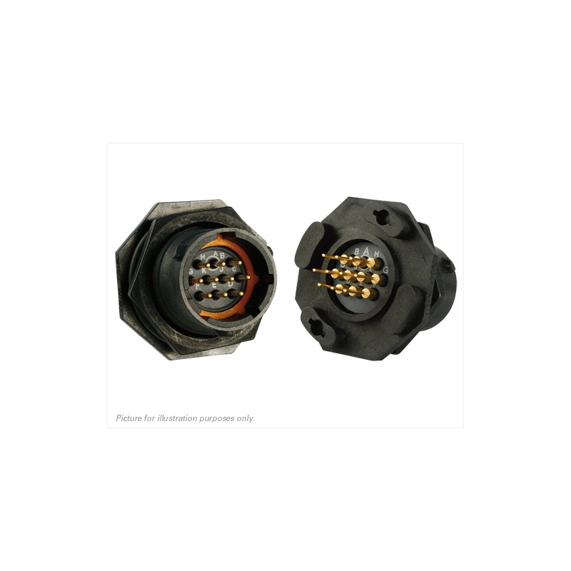 1 pcs - Souriau Circular Connector, 10 Contacts, Panel Mount, Plug, Male, IP68, IP69K, UTS Series