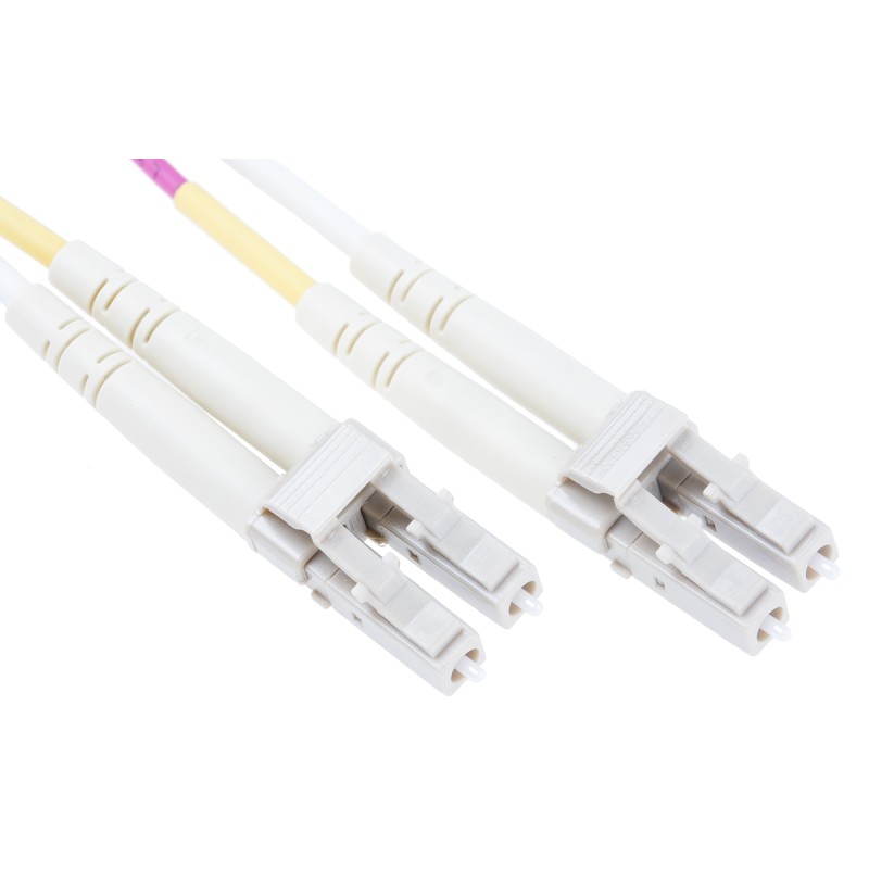 1 pcs - RS PRO LC to LC Duplex Multi Mode OM4 Fibre Optic Cable, 900μm, Violet, 2m