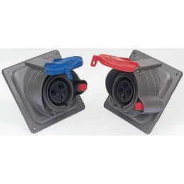 1 pcs - Legrand, HYDRA IP44, IP45 Red Panel Mount 3P + E Right Angle Industrial Power Socket, Rated At 64A, 415 V