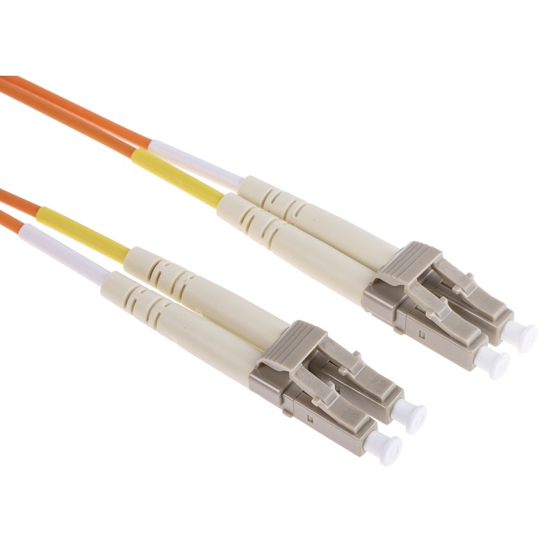 1 pcs - RS PRO LC to LC Duplex Multi Mode OM1 Fibre Optic Cable, 62.5/125μm, Orange, 2m