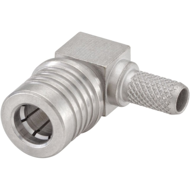 1 pcs - Rosenberger QMA Series, Plug Cable Mount, 50Ω, Solder Termination, Right Angle Body