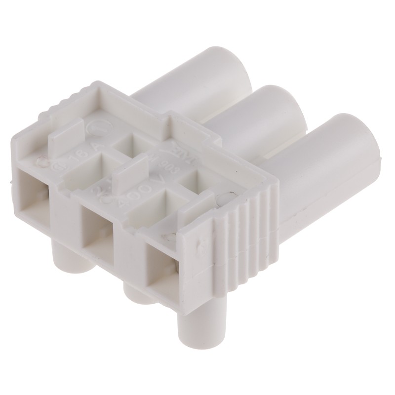 5 pcs - RS PRO Non-Fused Terminal Block, 3-Way, 16A, 2.5 mm² Wire, Screw Down Termination